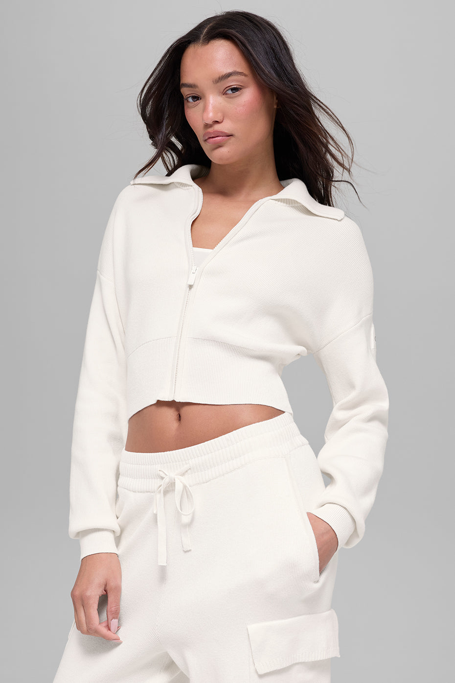 Veste Courte Zippée Scholar Knit - Ivory