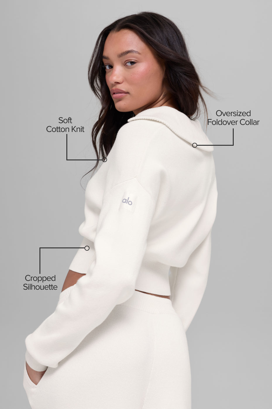 Veste Courte Zippée Scholar Knit - Ivory