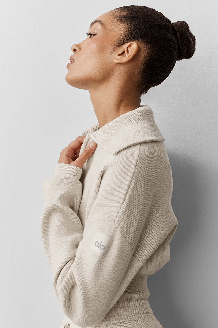 Veste Courte Zippée Scholar Knit - Oatmeal Heather