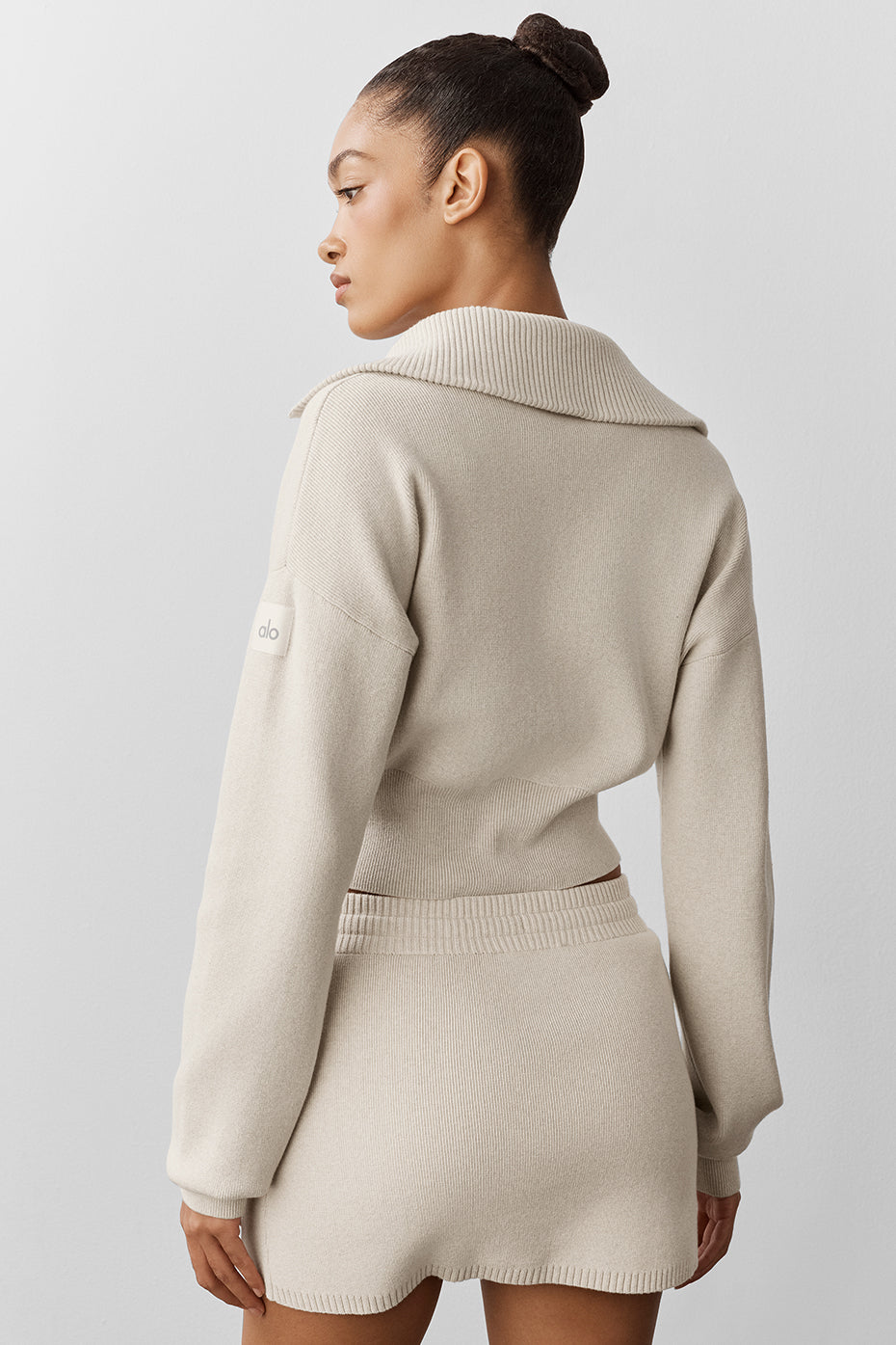 Veste Courte Zippée Scholar Knit - Oatmeal Heather