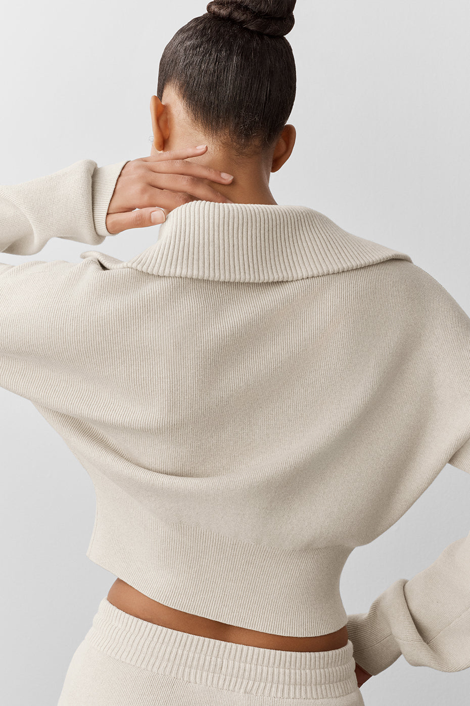 Veste Courte Zippée Scholar Knit - Oatmeal Heather