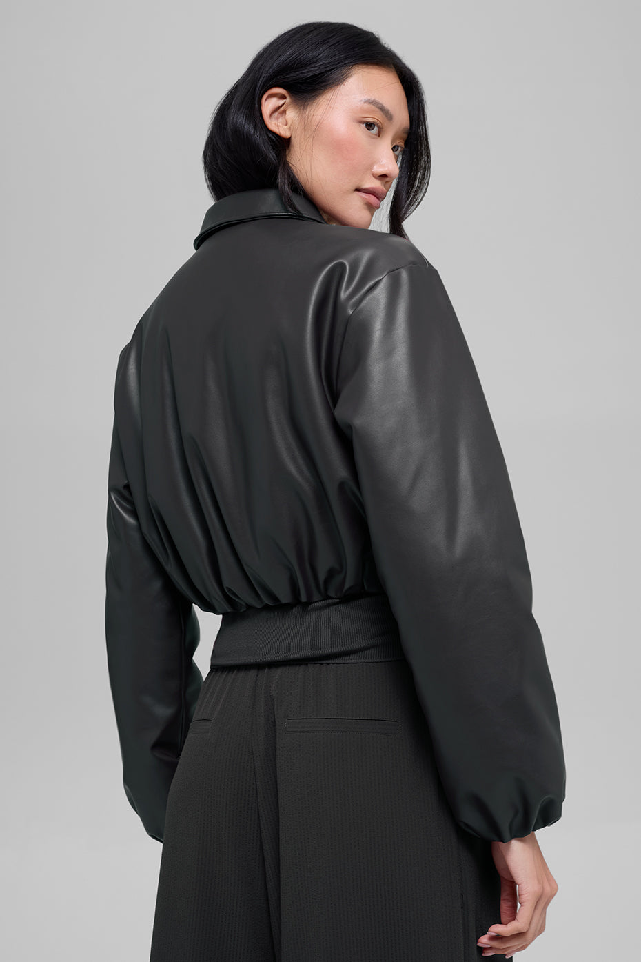 Bomber Court Similicuir Premier - Noir