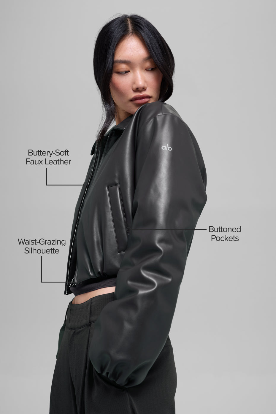 Bomber Court Similicuir Premier - Noir