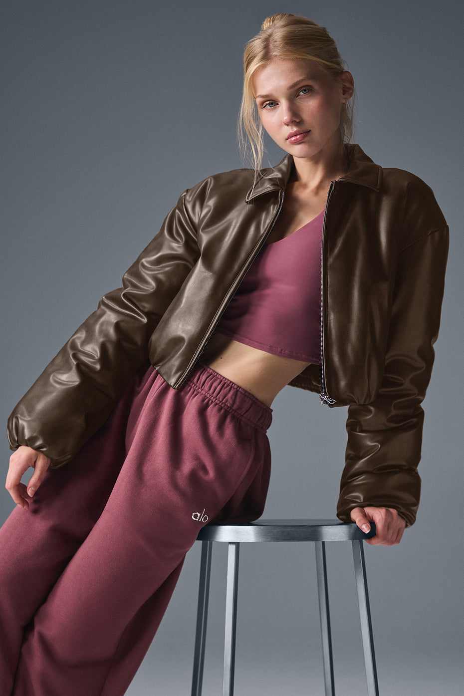 Bomber Court Similicuir Premier - Espresso