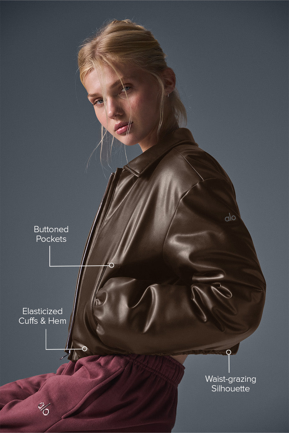 Bomber Court Similicuir Premier - Espresso