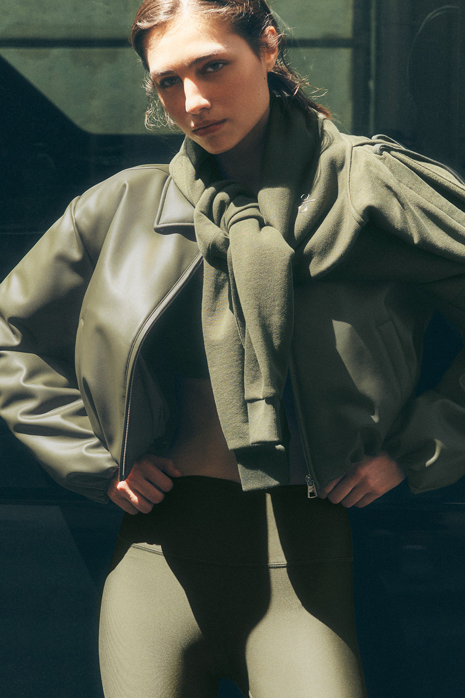 Bomber Court Similicuir Premier - Green Olive