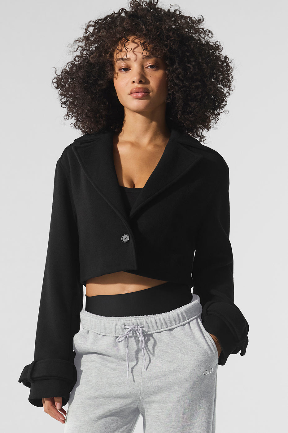 Trench-Coat Court En Laine Metro - Noir