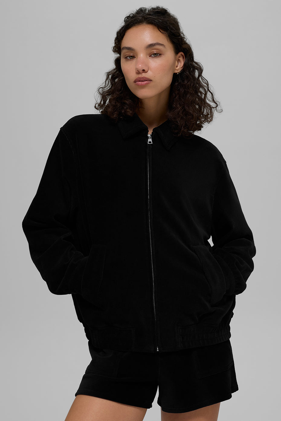 Veste Micro Velours Côtelé On Duty - Noir