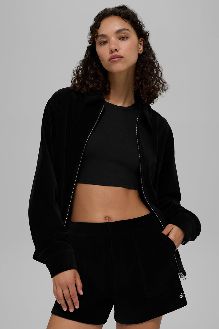 Veste Micro Velours Côtelé On Duty - Noir