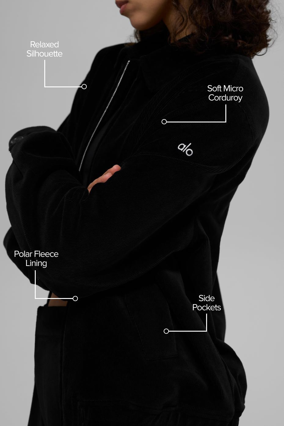 Veste Micro Velours Côtelé On Duty - Noir