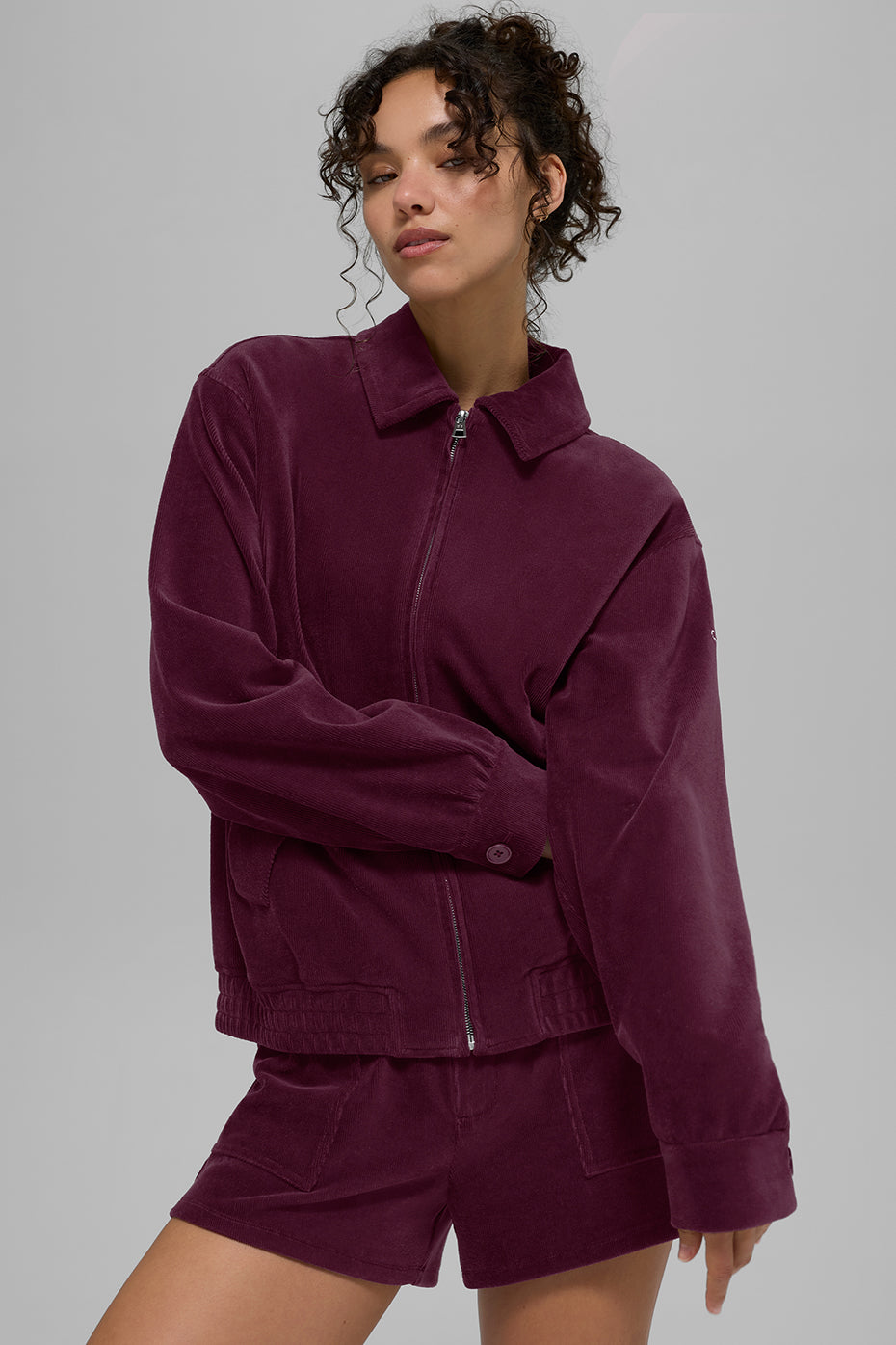 Veste Micro Velours Côtelé On Duty - Bordeaux