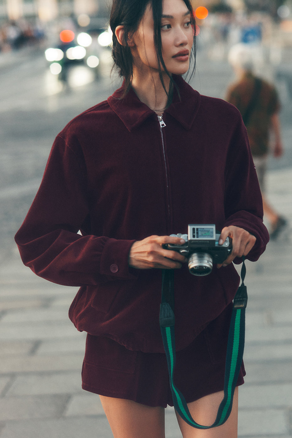 Veste Micro Velours Côtelé On Duty - Bordeaux