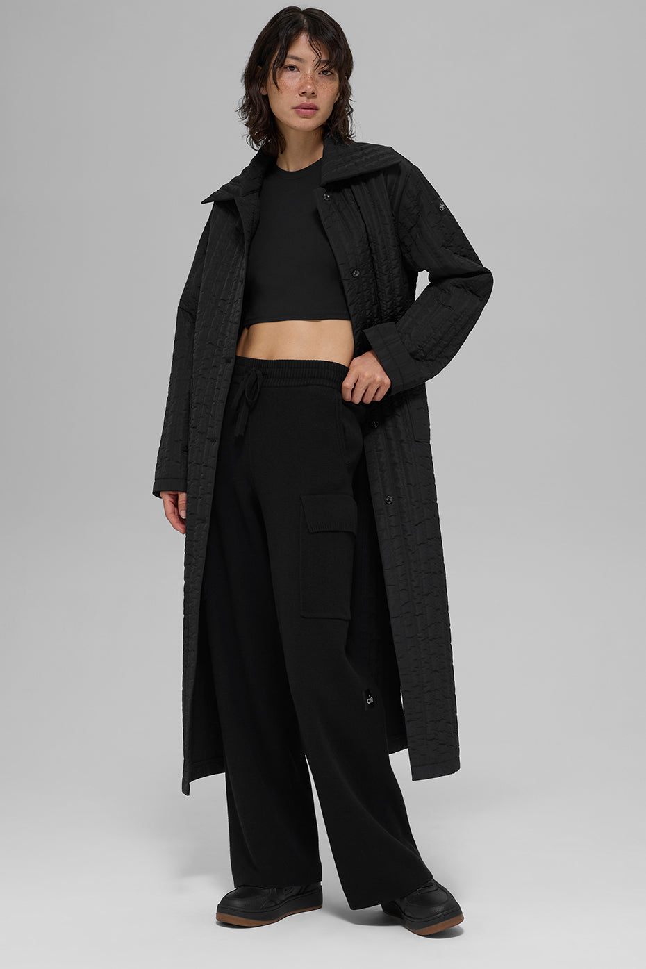Manteau Long Molletonné Skyline - Noir