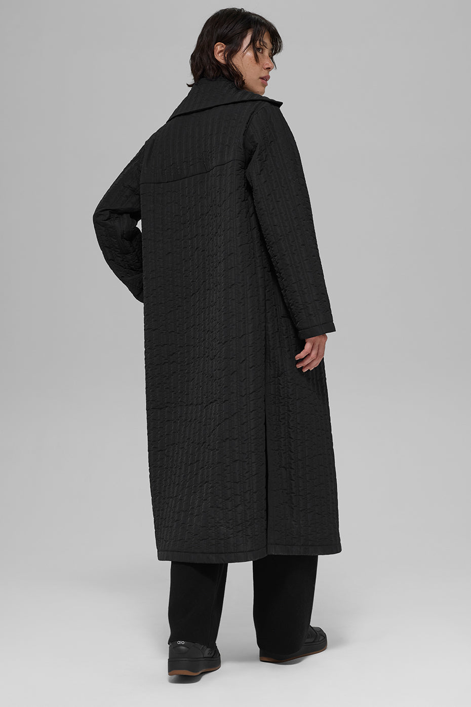 Manteau Long Molletonné Skyline - Noir