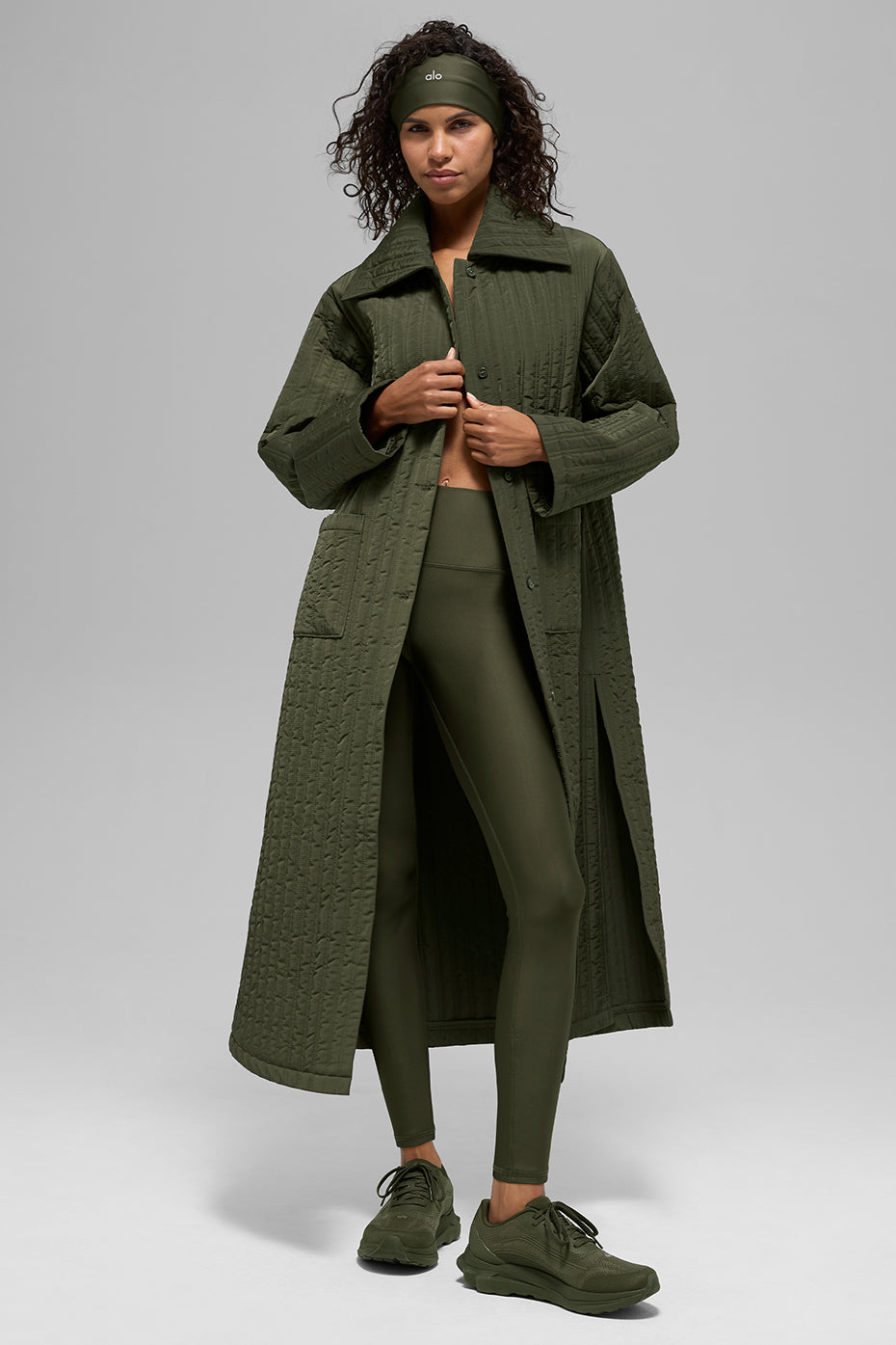 Manteau Long Molletonné Skyline - Green Olive
