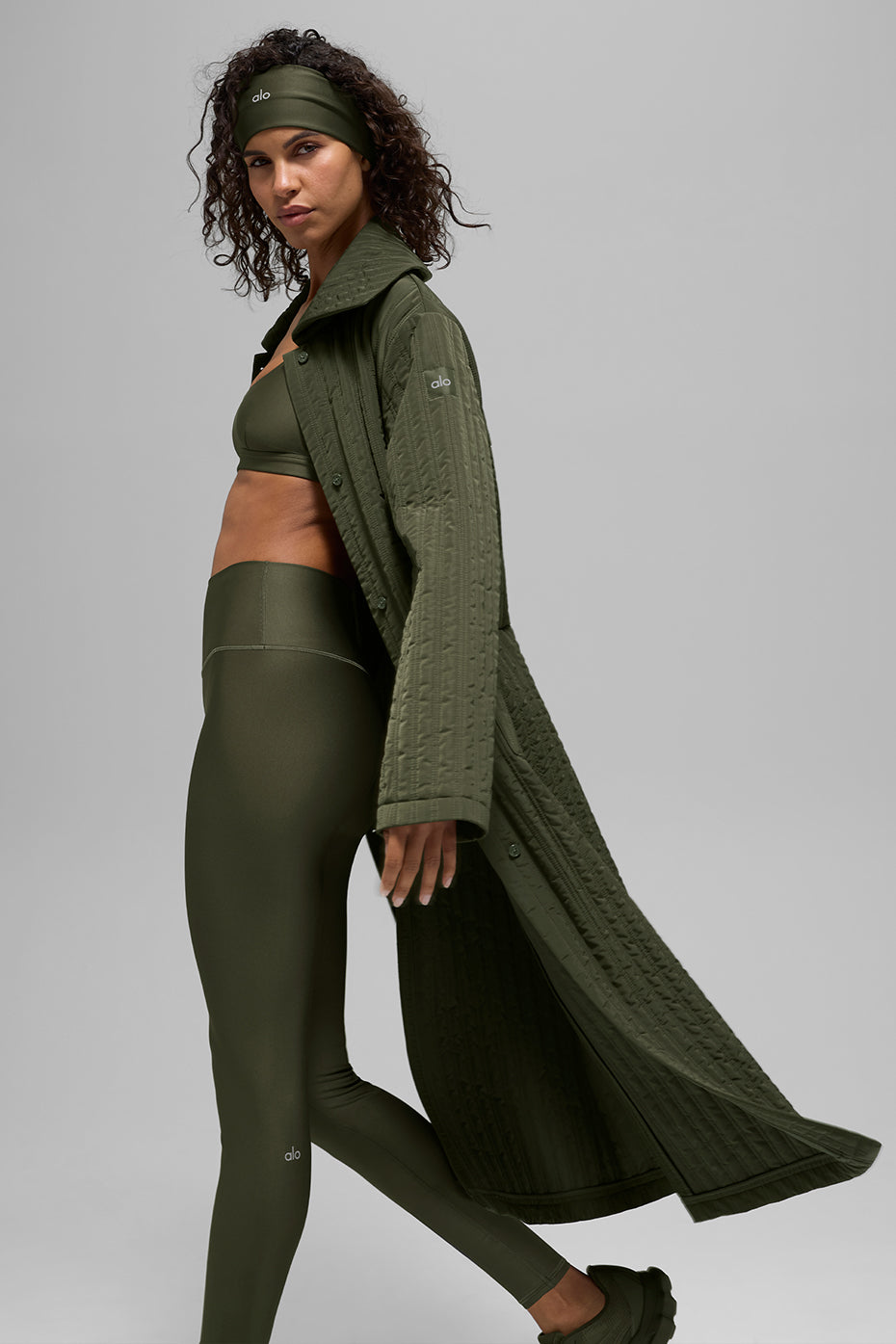 Manteau Long Molletonné Skyline - Green Olive