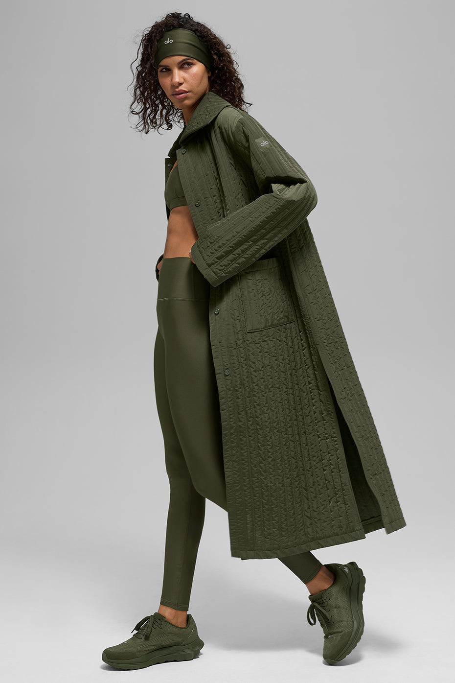 Manteau Long Molletonné Skyline - Green Olive