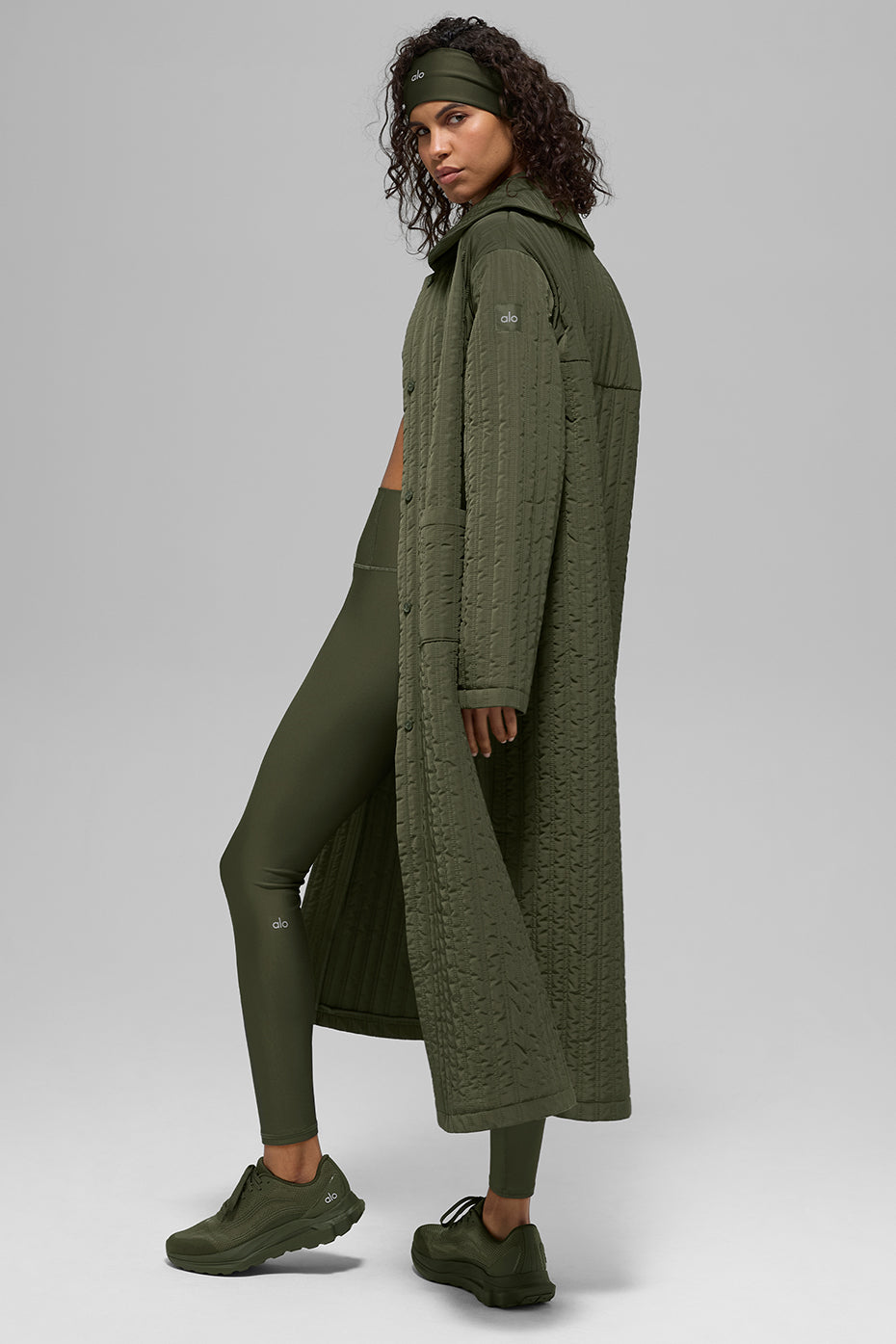 Manteau Long Molletonné Skyline - Green Olive