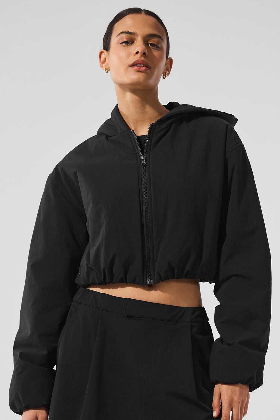 Sweat À Capuche Court Zippé Mountain Peak - Noir