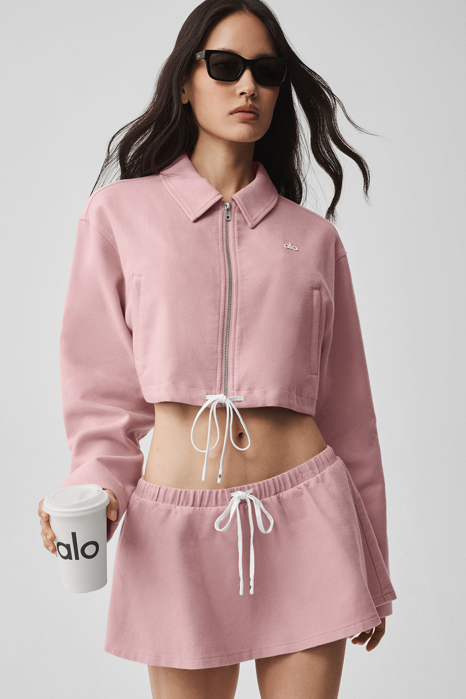 Veste Courte Zippée Fan Favorite - Vintage Pink