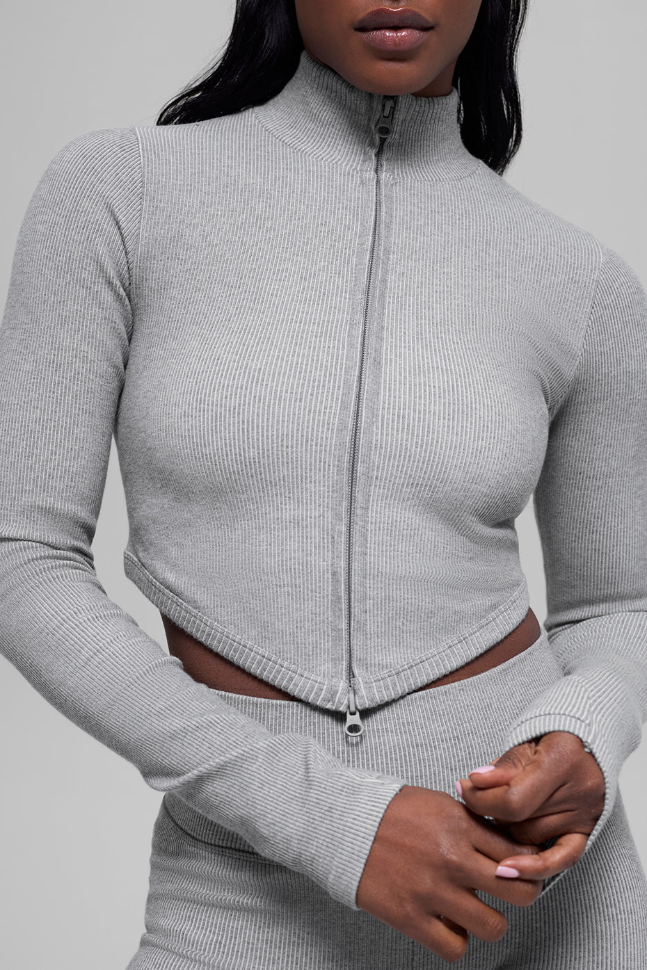 Veste Côtelée Sans Coutures Two Tone - Light Misty Grey Heather