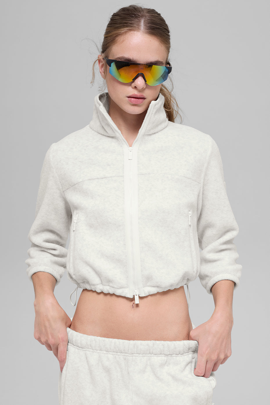 Veste Courte En Polaire Retreat - White Heather Grey