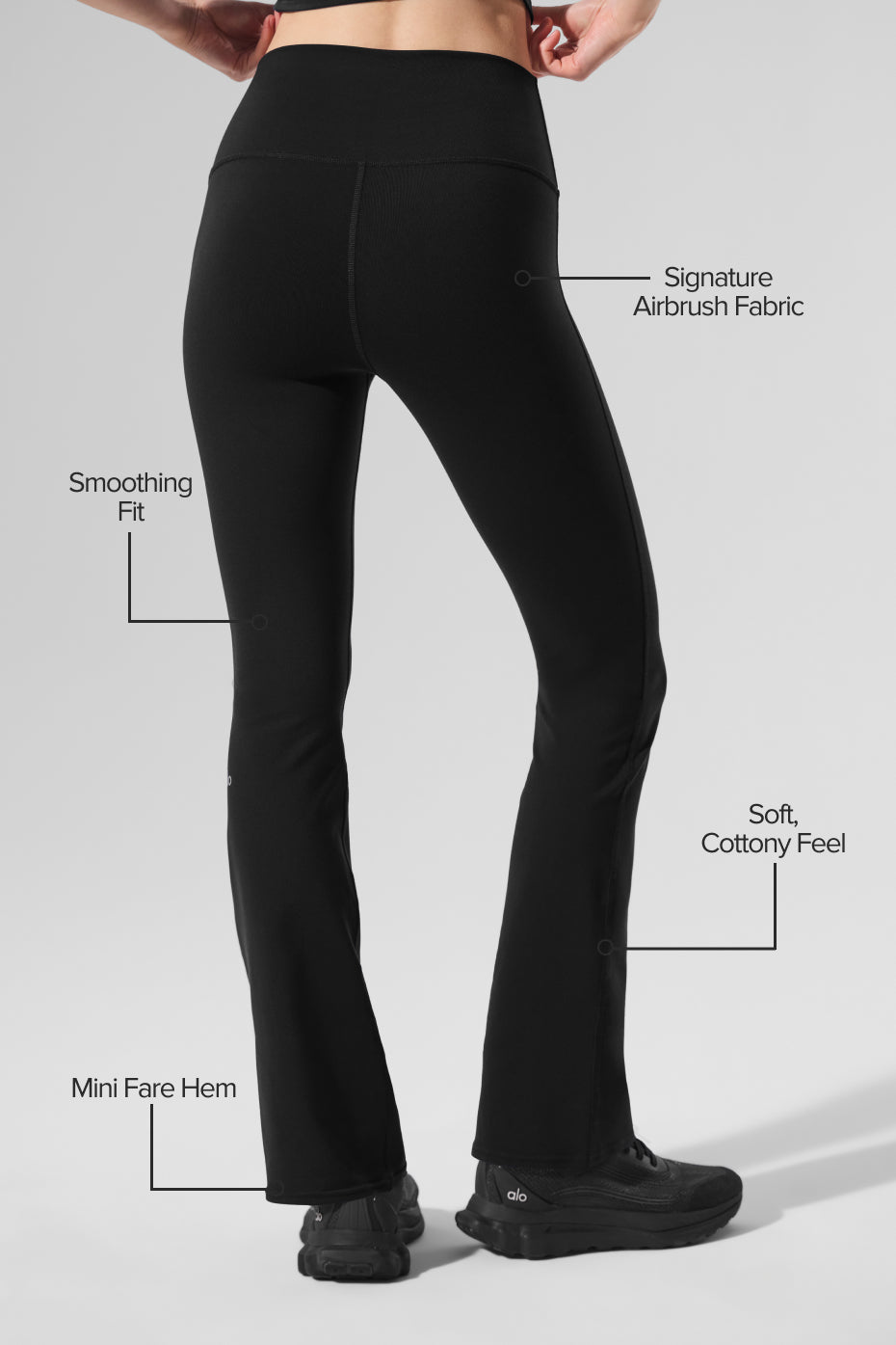 Airbrush Legging Bootcut taille haute (court) - Noir