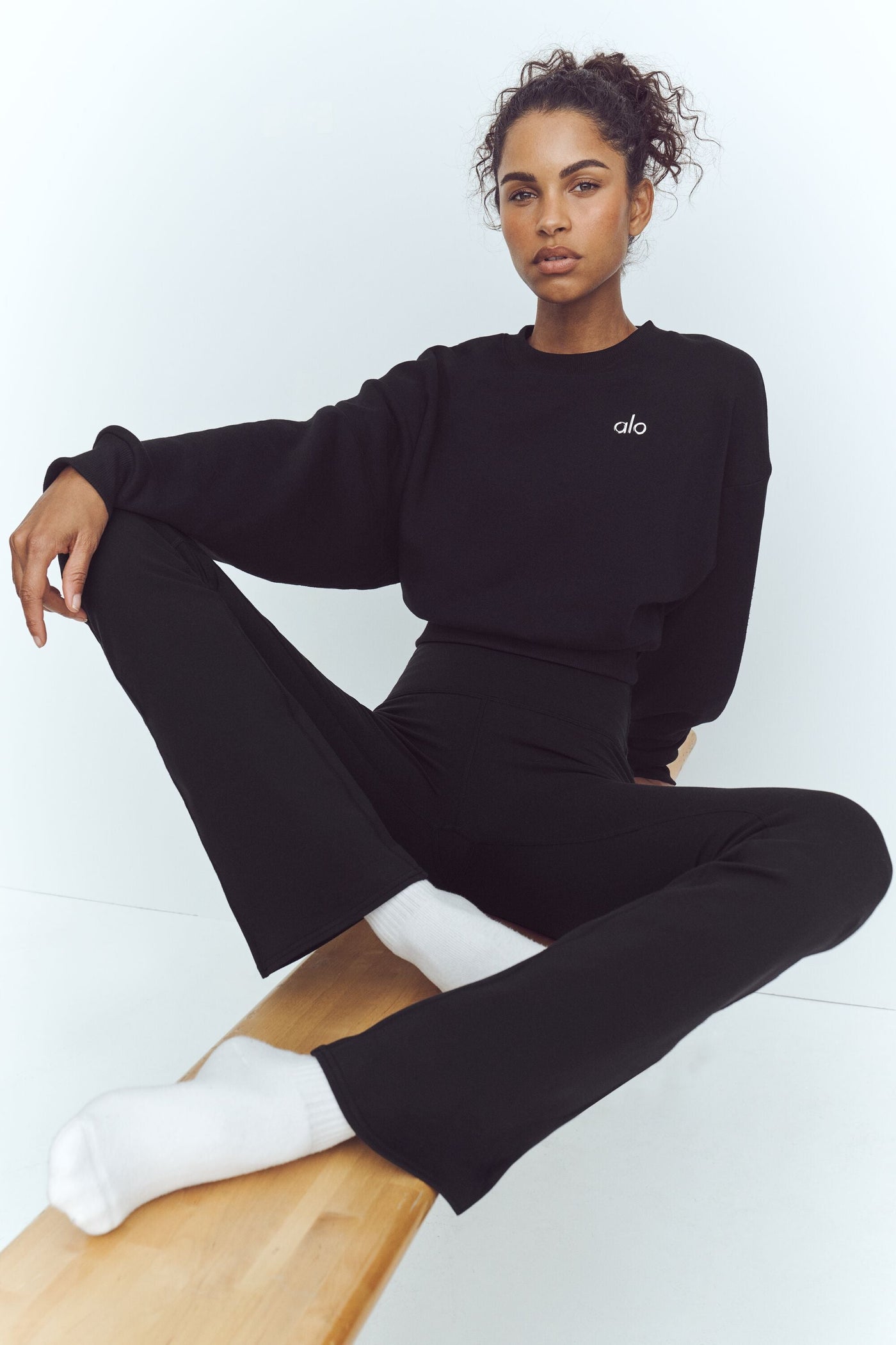 Airbrush Legging Bootcut taille haute (court) - Noir