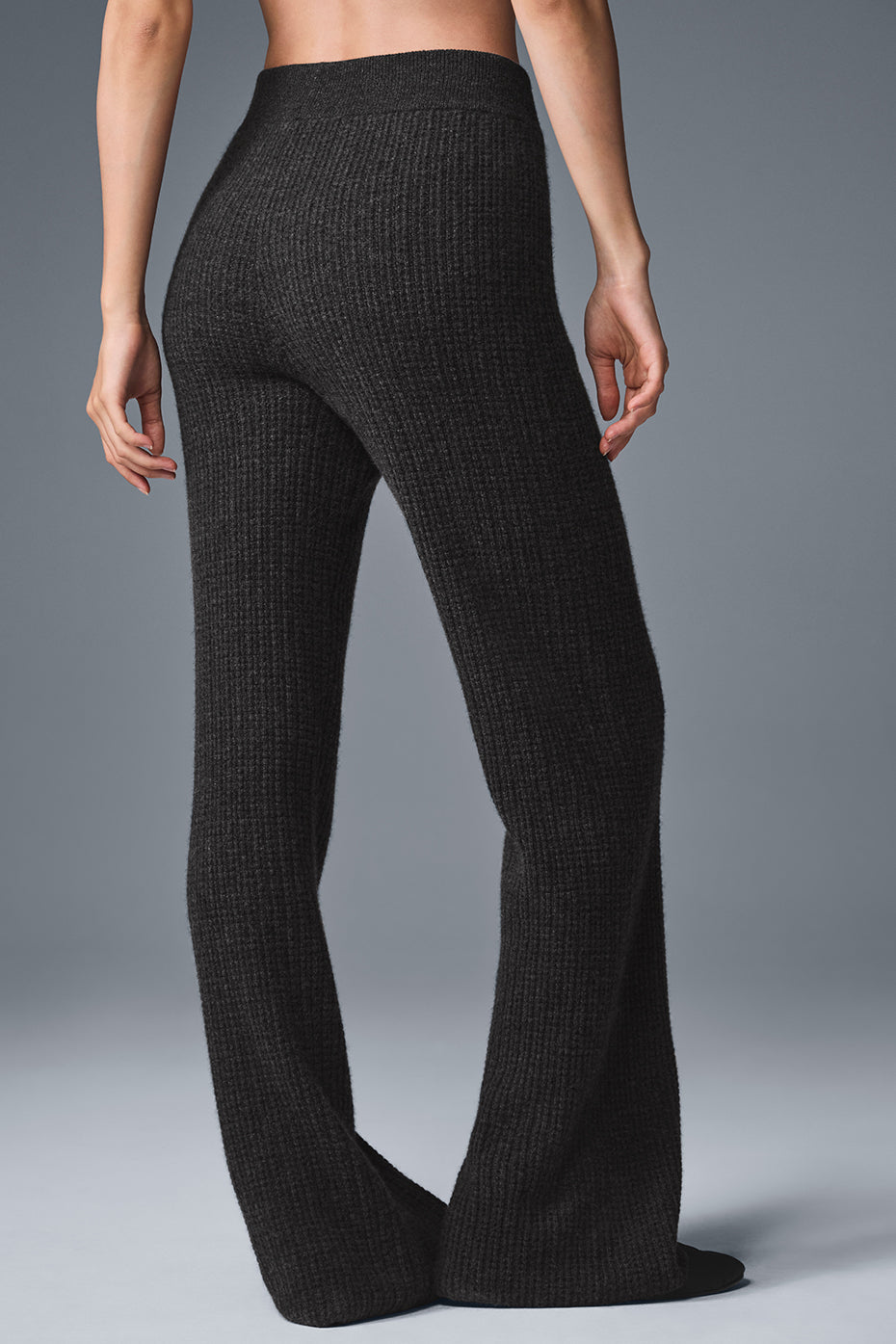 Pantalon Taille Haute En Cachemire Plush Waffle - Dark Heather Grey