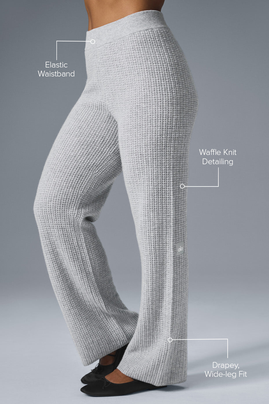Pantalon Taille Haute En Cachemire Plush Waffle - Athletic Heather Grey