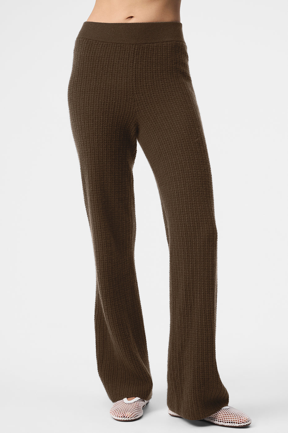 Pantalon Taille Haute En Cachemire Plush Waffle - Espresso