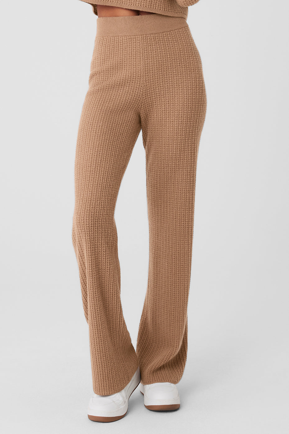 Pantalon Taille Haute En Cachemire Plush Waffle - Toasted Almond