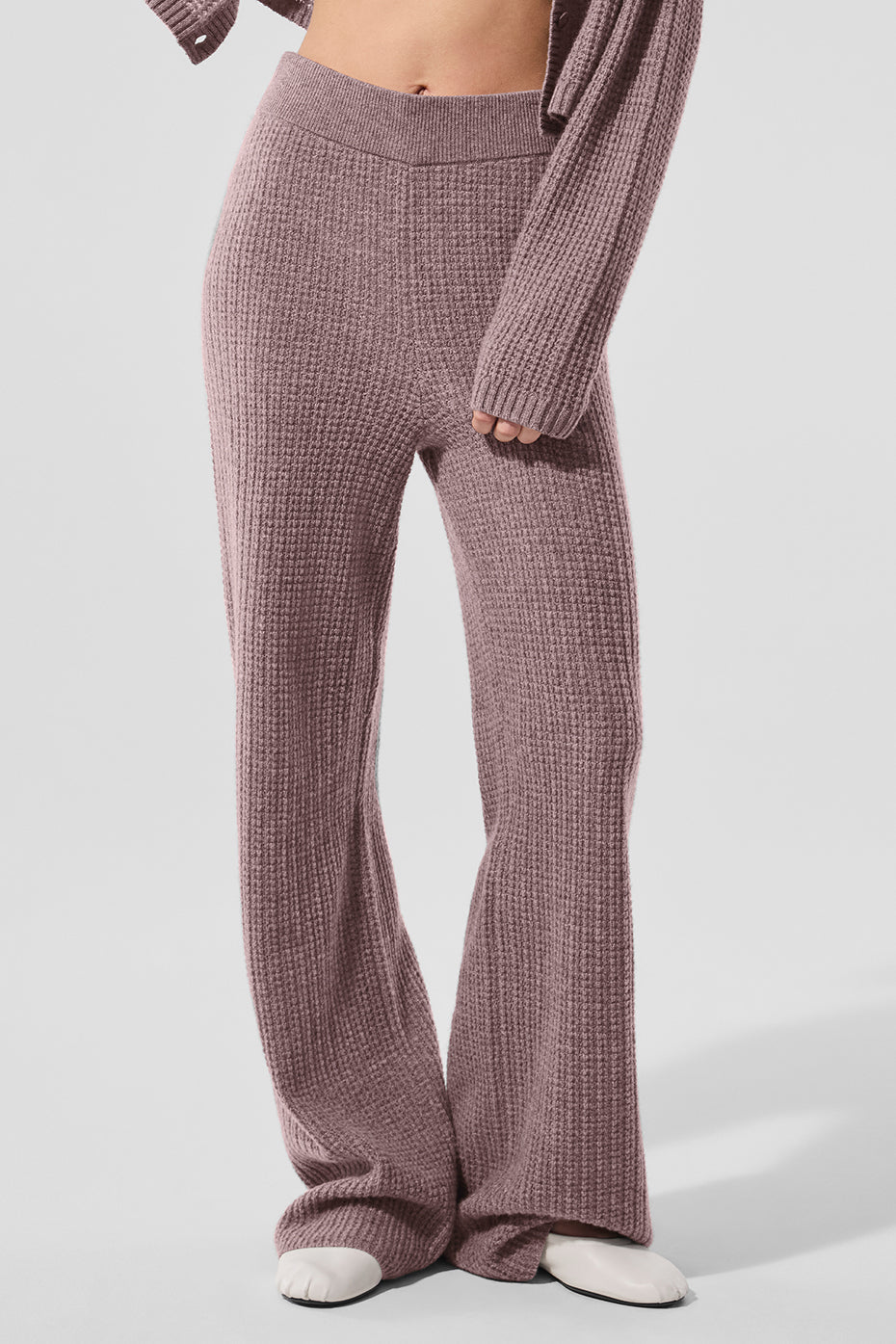 Pantalon Taille Haute En Cachemire Plush Waffle - Mushroom Heather