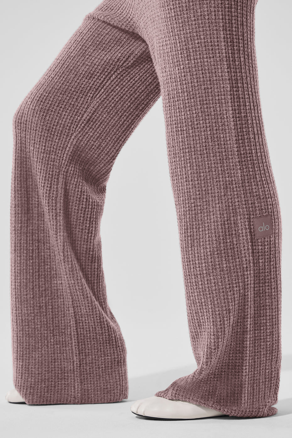 Pantalon Taille Haute En Cachemire Plush Waffle - Mushroom Heather