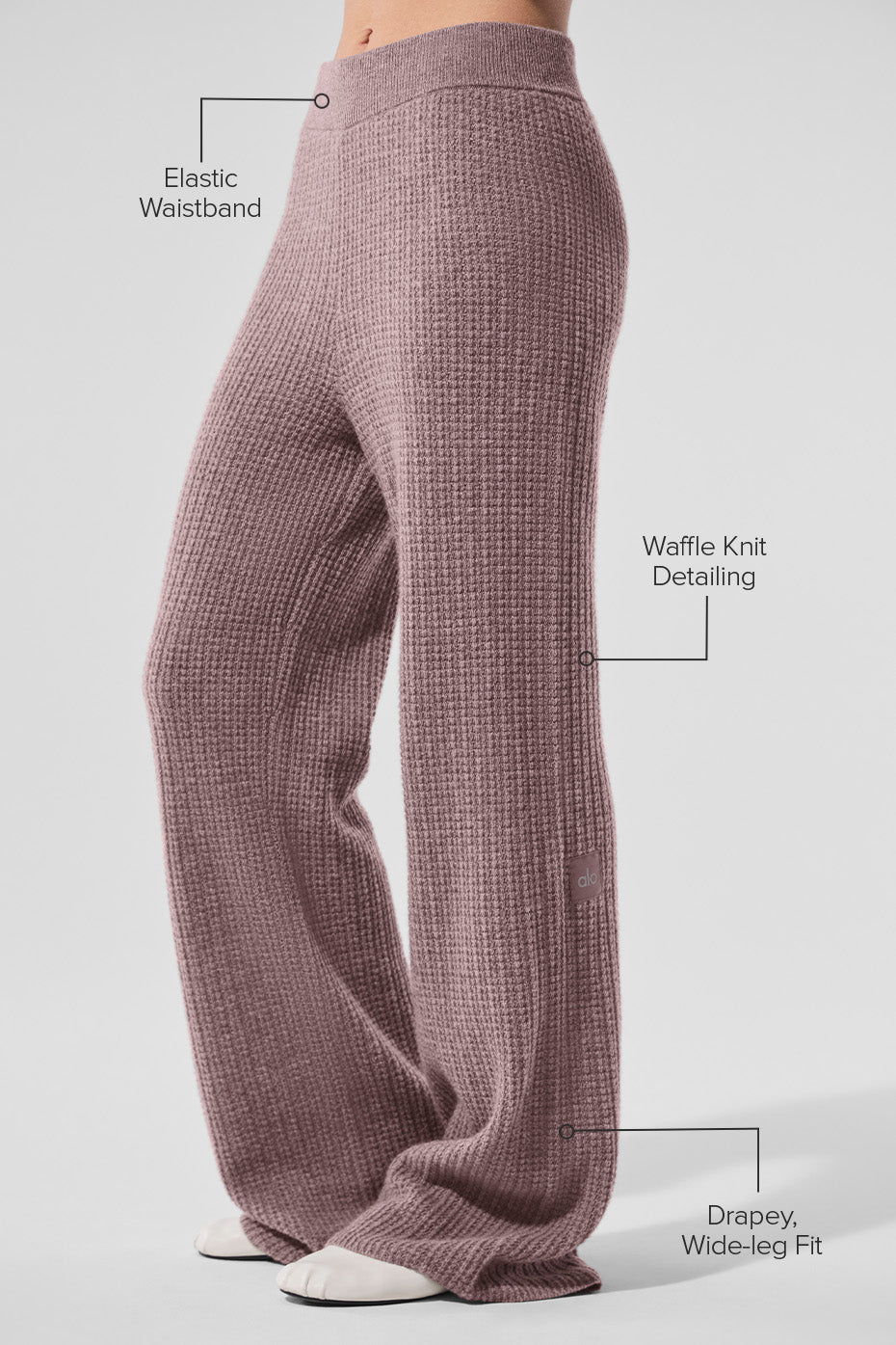 Pantalon Taille Haute En Cachemire Plush Waffle - Mushroom Heather