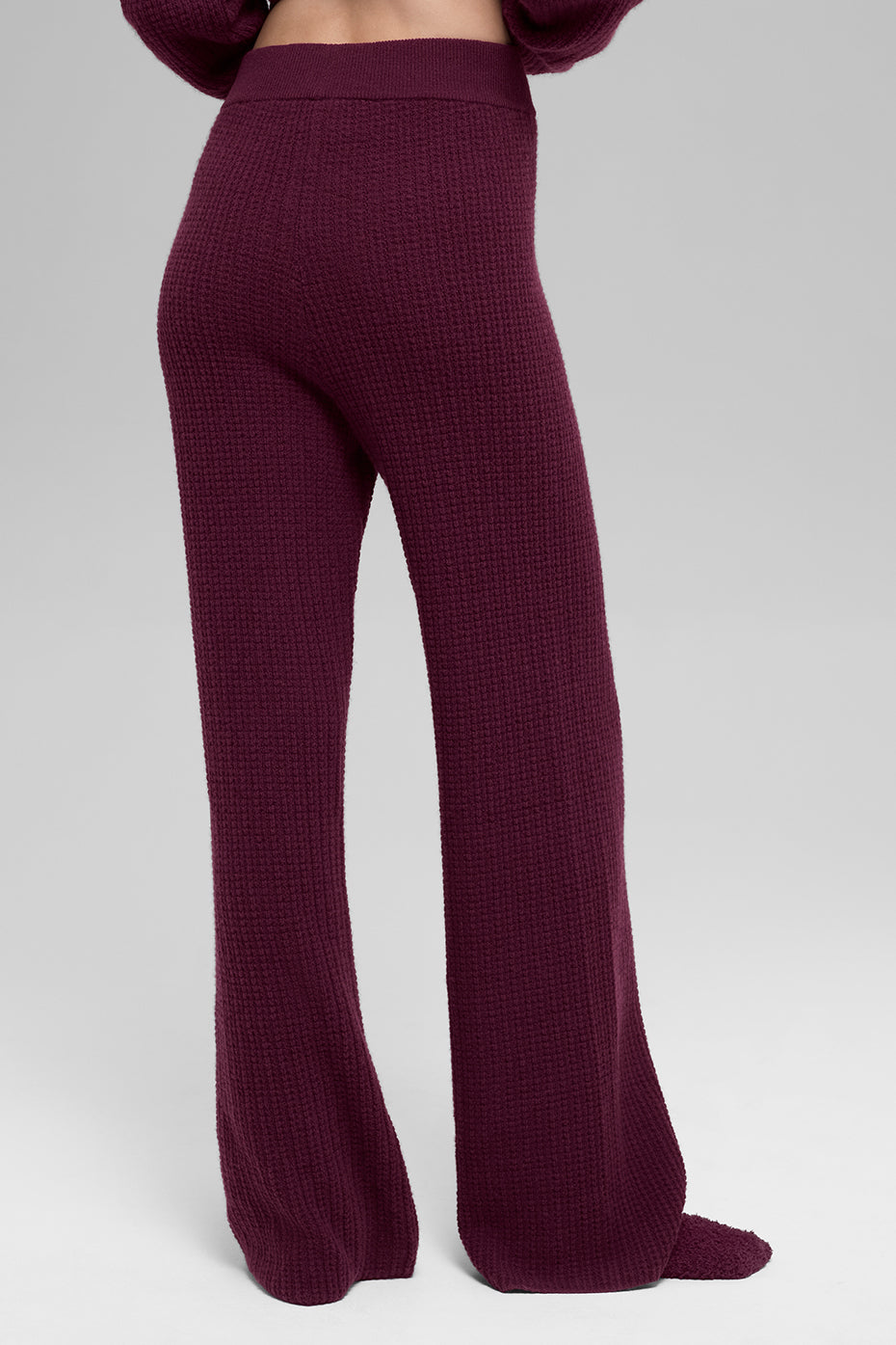Pantalon Taille Haute En Cachemire Plush Waffle - Bordeaux