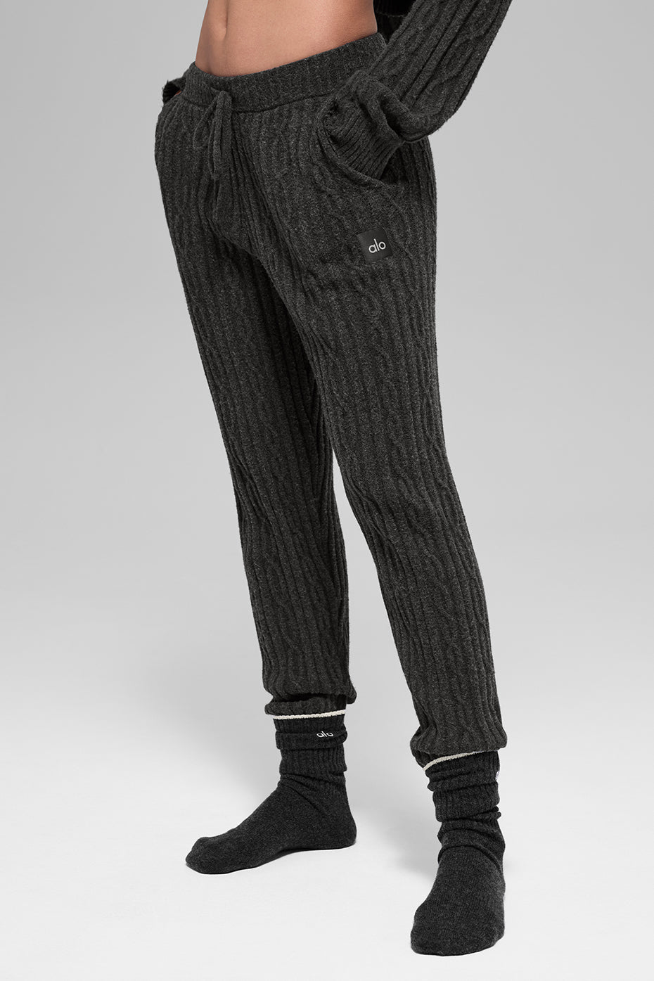 Pantalon En Maille Torsadée Winter Bliss - Dark Heather Grey