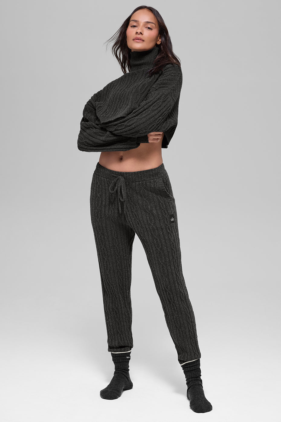 Pantalon En Maille Torsadée Winter Bliss - Dark Heather Grey