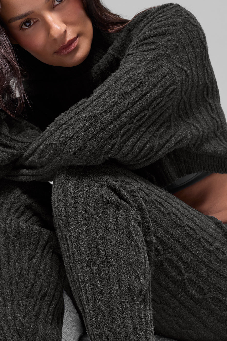 Pantalon En Maille Torsadée Winter Bliss - Dark Heather Grey
