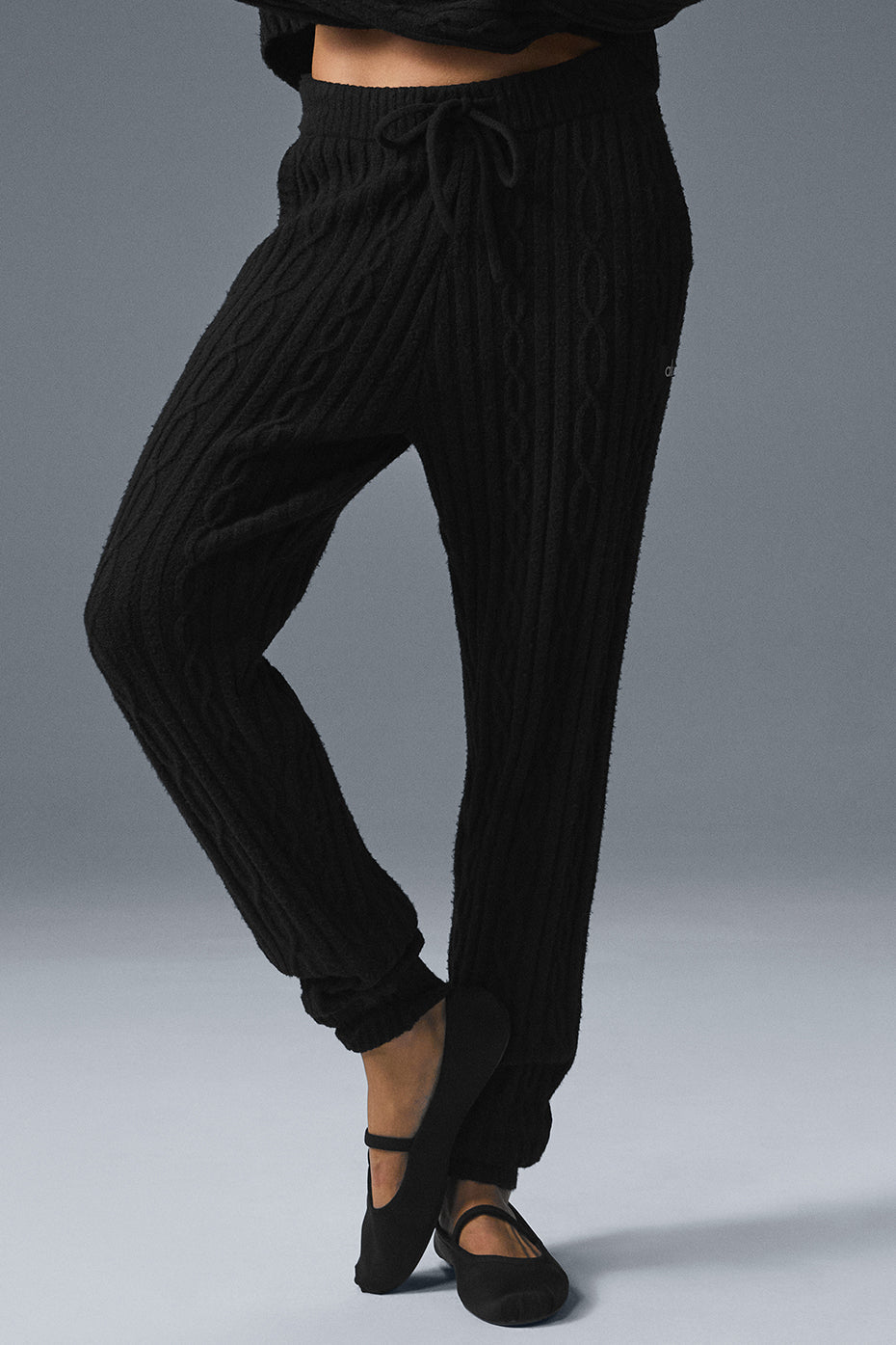 Pantalon En Maille Torsadée Winter Bliss - Noir