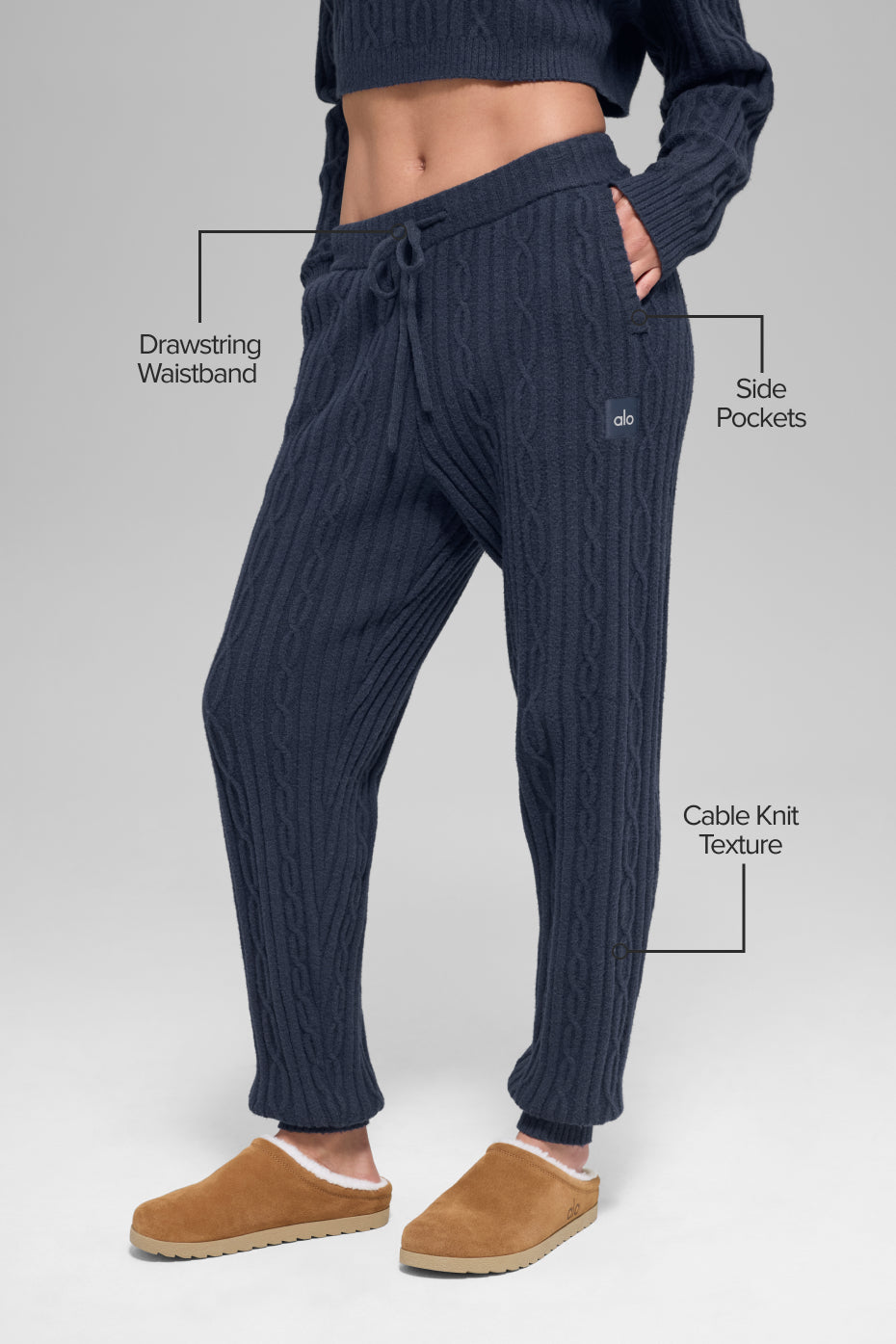 Pantalon En Maille Torsadée Winter Bliss - Navy