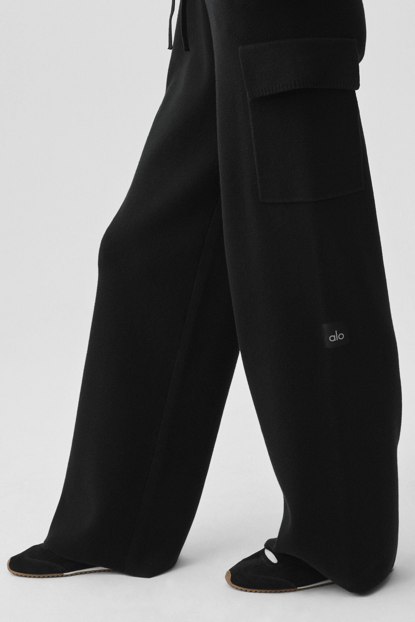 Pantalon Cargo Taille Haute Scholar Knit - Noir