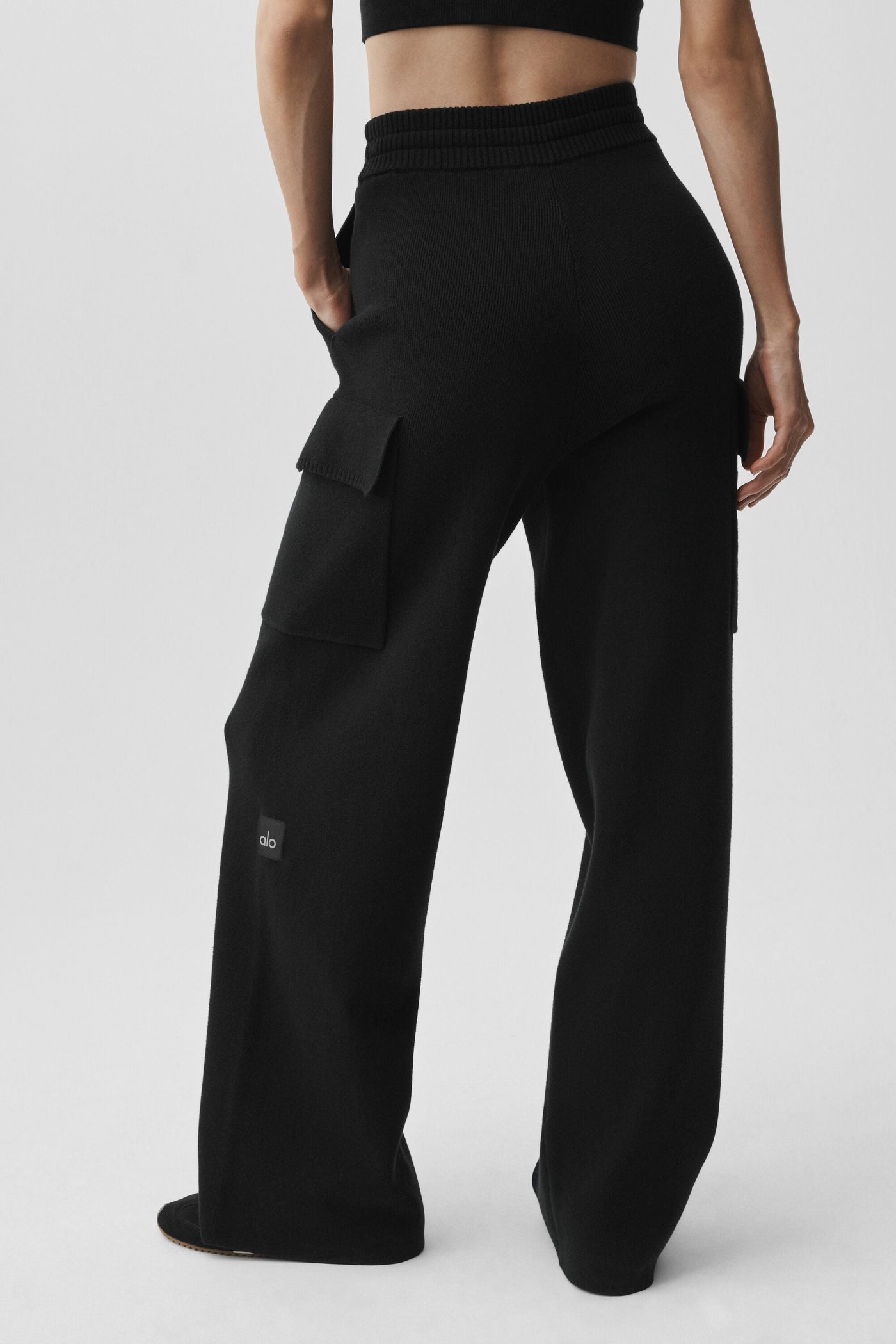 Pantalon Cargo Taille Haute Scholar Knit - Noir