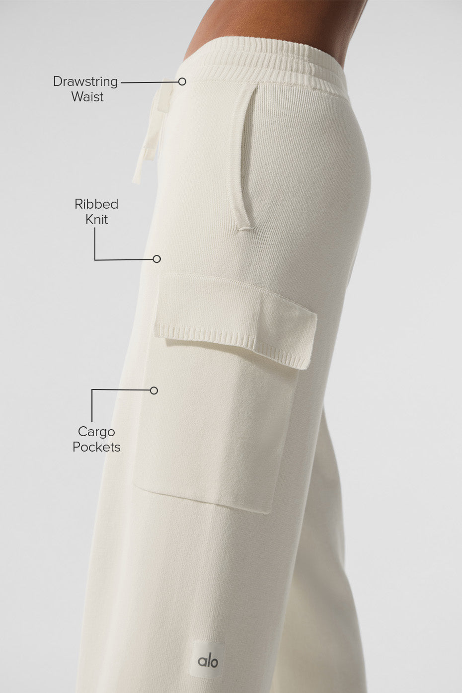 Pantalon Cargo Taille Haute Scholar Knit - Ivory