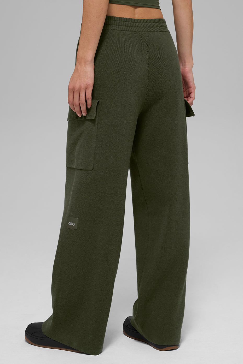 Pantalon Cargo Taille Haute Scholar Knit - Green Olive