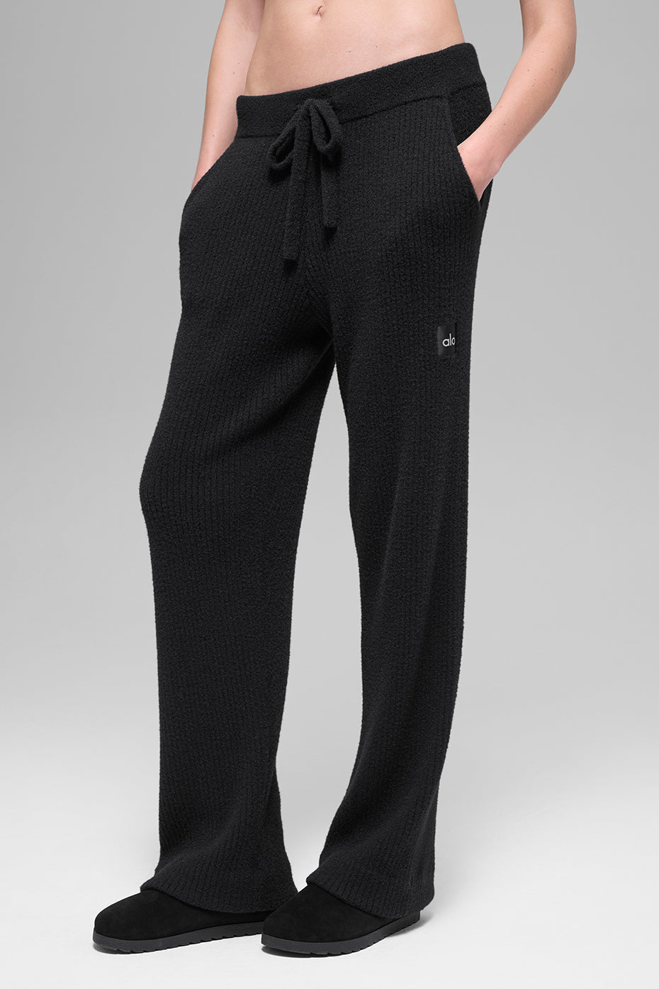 Pantalon Large Taille Haute Sweat Snuggle Up - Noir