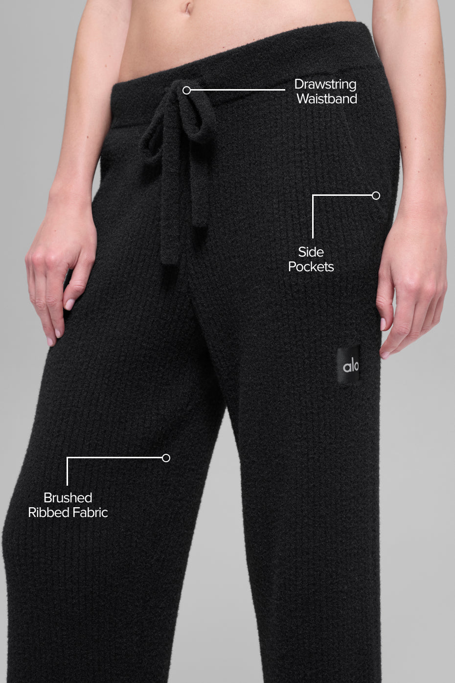 Pantalon Large Taille Haute Sweat Snuggle Up - Noir