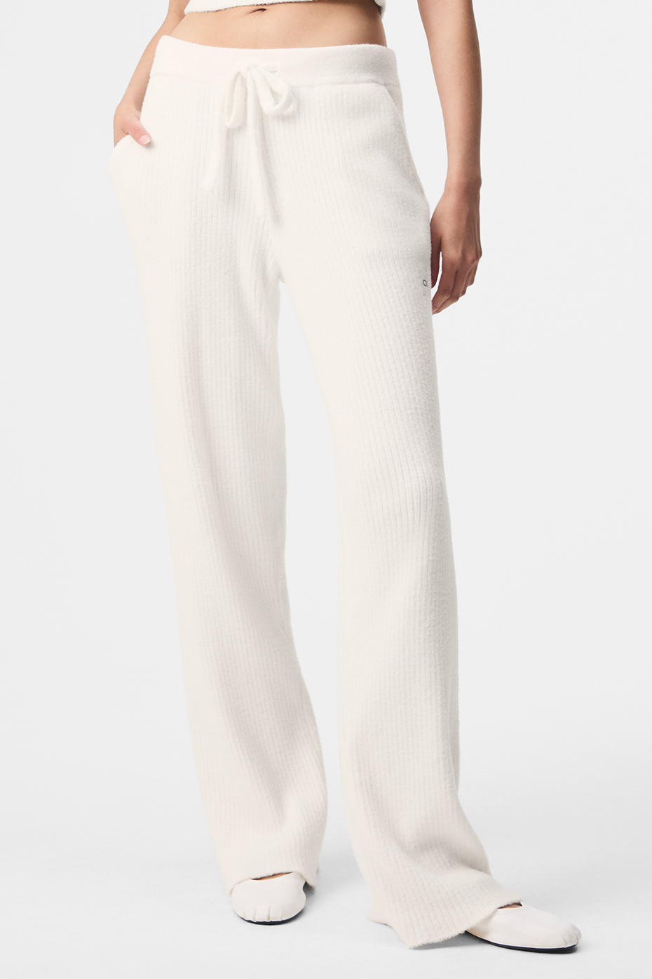 Pantalon Large Taille Haute Sweat Snuggle Up - Ivory