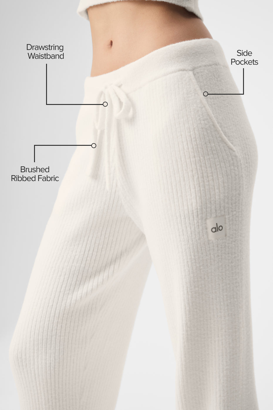Pantalon Large Taille Haute Sweat Snuggle Up - Ivory