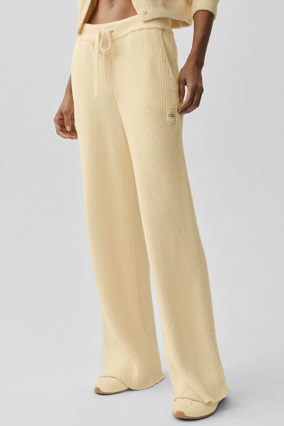 Pantalon Large Taille Haute Sweat Snuggle Up - Candlelight Yellow